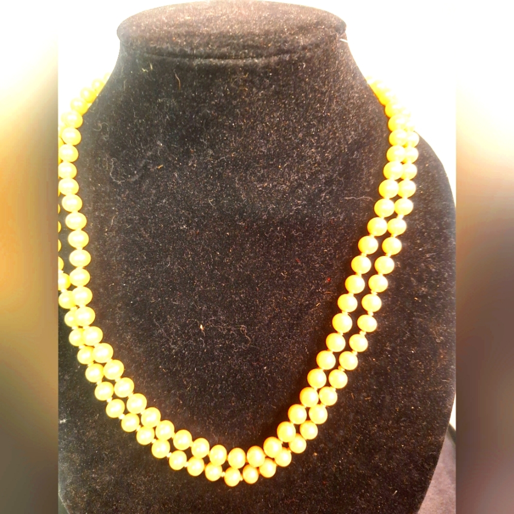 Faux Double Strand Pearl  Neckless 11"